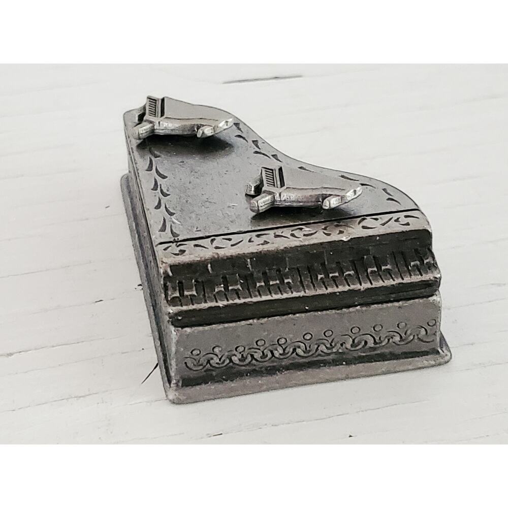 Vintage Pewter Torino Grand Piano Earring Trinket and Brooch Set